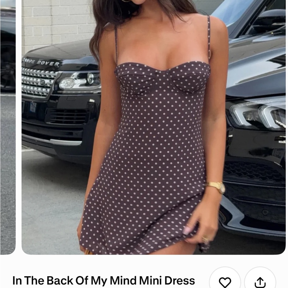 White Fox Boutique Brown Polka Dot Sweetheart Mini Dress